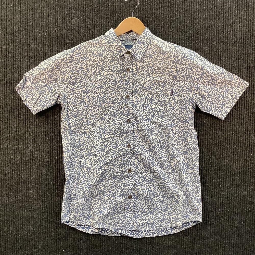Jack ONeill Shirt Mens Medium Blue White Floral Short Sleeve Button Front Casual
